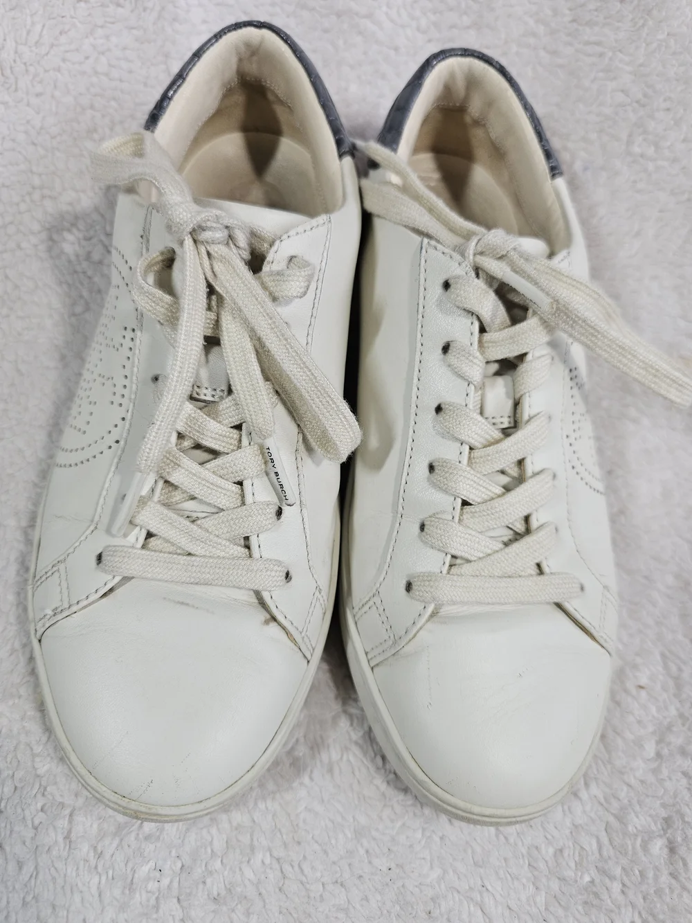 Tory Burch White Logo Sneakers Shoes size 7.5